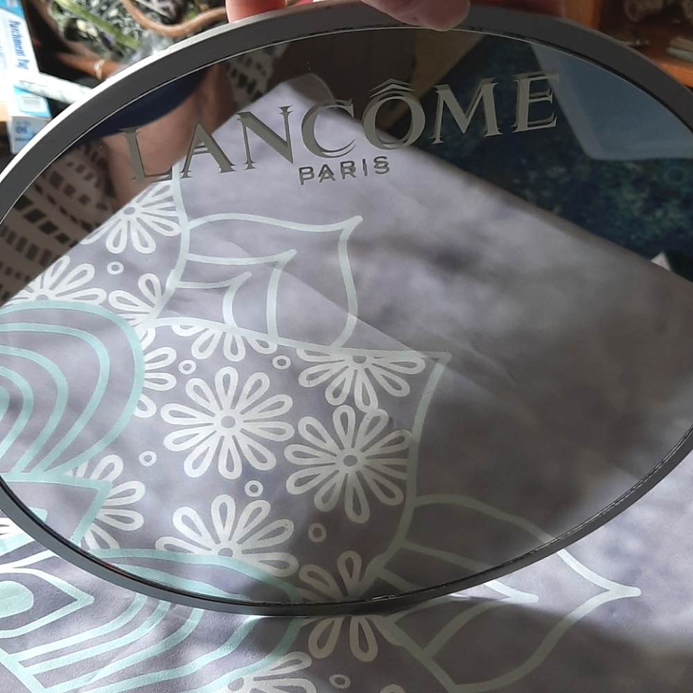 Large Lancome dept store mirror, nwot, side threads for screw mounting.
